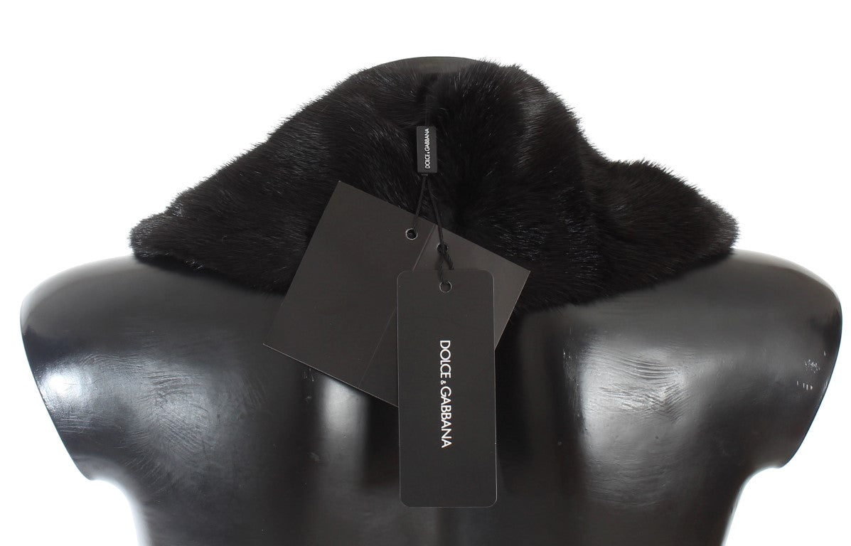 Black Mink Fur Shoulder Collar Scarf