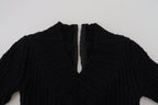 Black Wool Knitted Sheath Sweater Dress