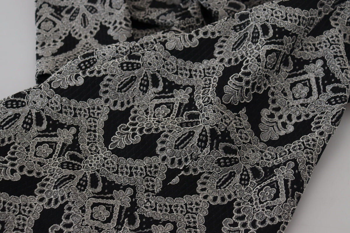 Black Gray Jacquard Sheath Bodycon Dress