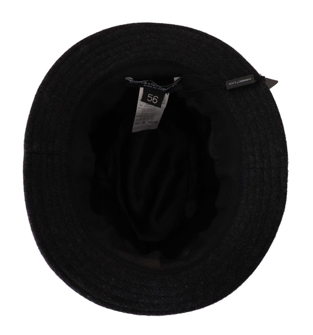 Gray Virgin Wool Logo Fedora Trilby Cappello Hat