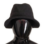 Gray Virgin Wool Logo Fedora Trilby Cappello Hat