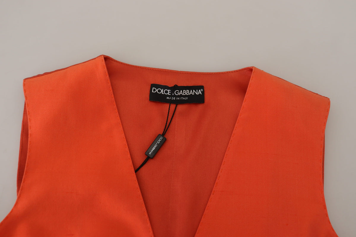 Orange Sleeveless Waistcoat Cropped Vest Top