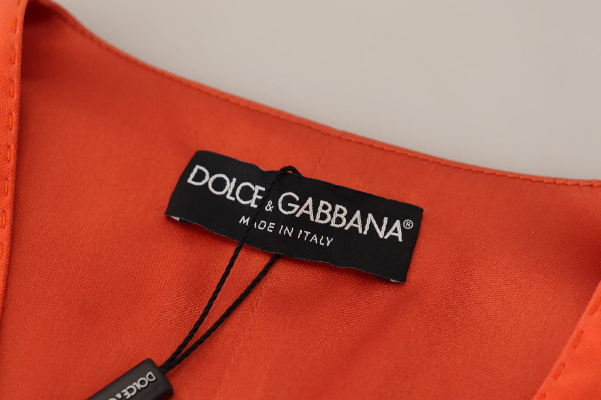 Orange Sleeveless Waistcoat Cropped Vest Top