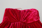 Pink Viscose Stretch Strapless A-line Dress