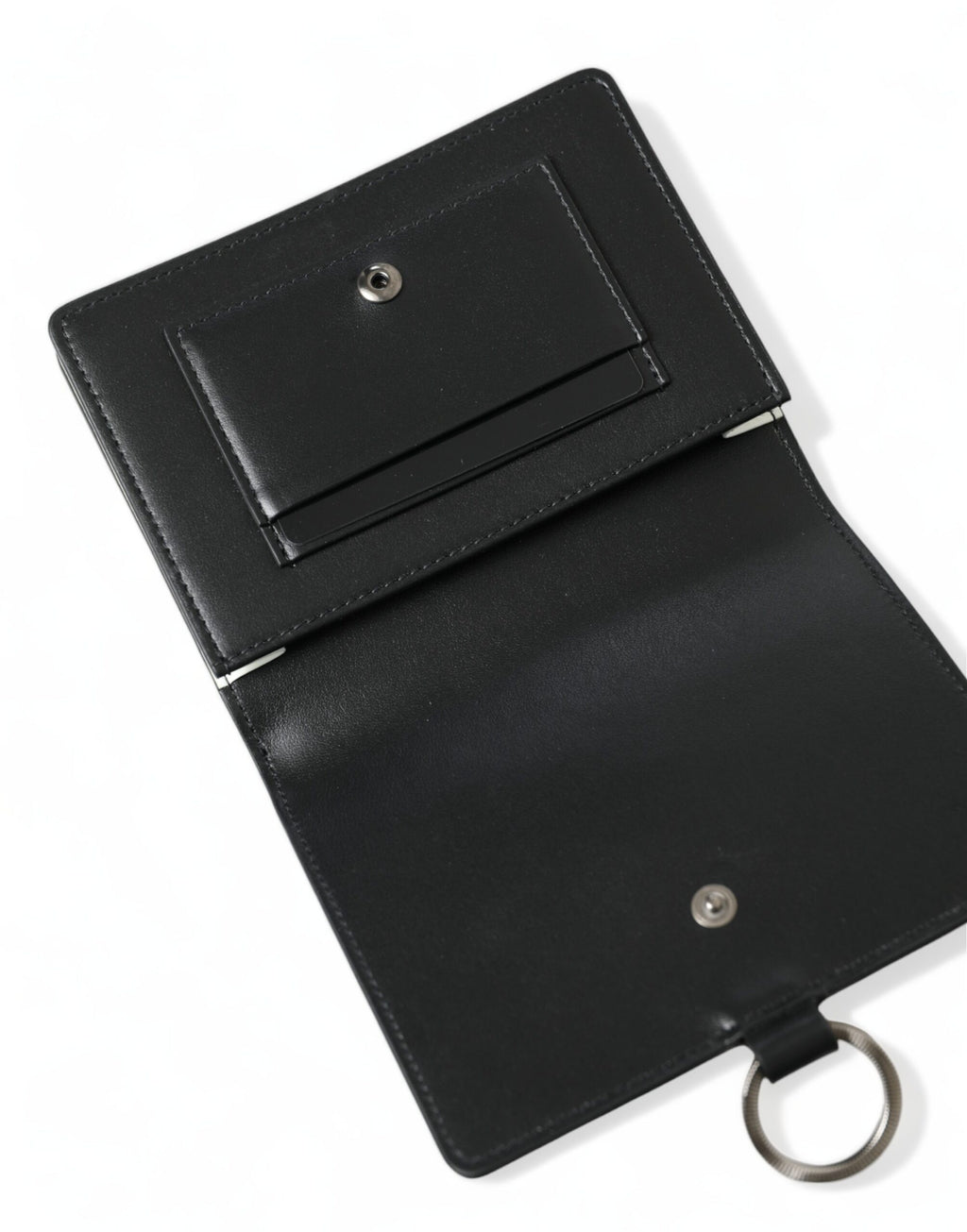 Black Leather Crystal Embellished Card Holder Wallet