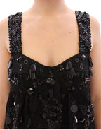 Black floral crystal embedded dress