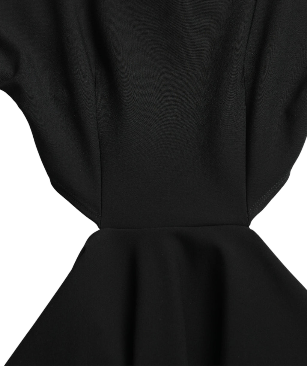 Black Viscose Cut Out A-line Long Sleeves Mini Dress