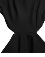 Black Viscose Cut Out A-line Long Sleeves Mini Dress
