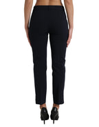 Blue Mid Waist Tapered Cropped Pants