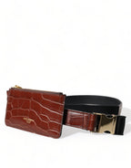 Brown Alligator Leather Airpods Case Coin Purse Wallet