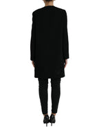 Black Floral Wool Button Embellished Jacket
