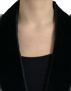 Black Crystal Embellished Overcoat Jacket