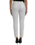 White Wool Mid Waist Tapered Pants