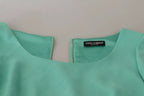 Mint Green Sheath Square Neckline Midi Dress