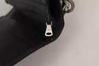 Black Leather Bifold Shoulder Sling Women Wallet