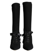 Black Stiletto Heels Mid Calf Boots Shoes
