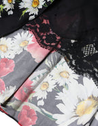 Black Floral Silk Sleeveless Long Gown Dress