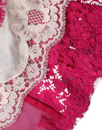Pink Lace Crystal Sheath Long Gown Dress