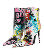 Multicolor Graffiti Keira Mid Calf Boots Shoes