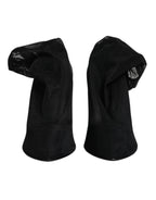 Black Silk Mesh Sock Style Boots Shoes