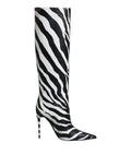 Black White Zebra Heels High Boots Shoes