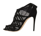 Black Suede Stilettos Booties Socks Shoes
