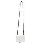 White Blue Leather Bifold Crossbody Sling Wallet