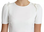 White Viscose Stretch Short Sleeves Blouse Top