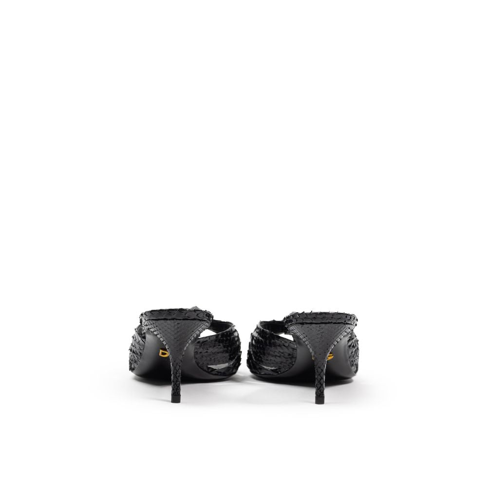 Black Snake Skin  Platform Sandals