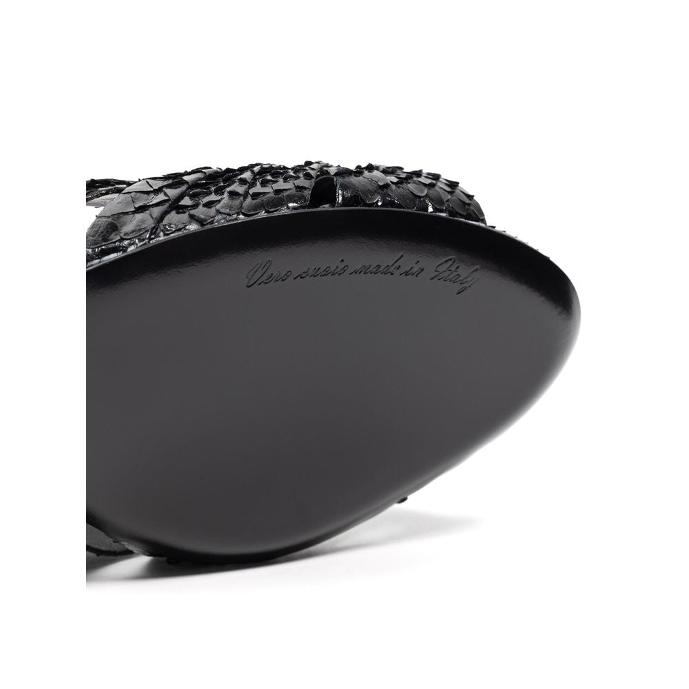Black Snake Skin  Platform Sandals