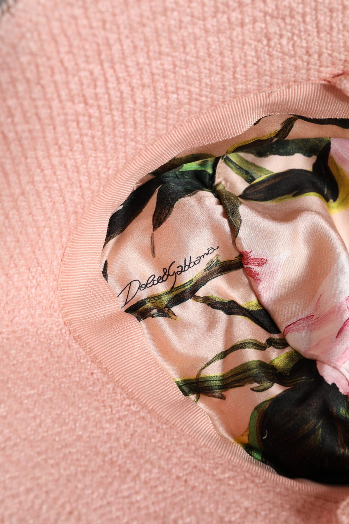 Pink Cotton Wide Brim Bucket Hat