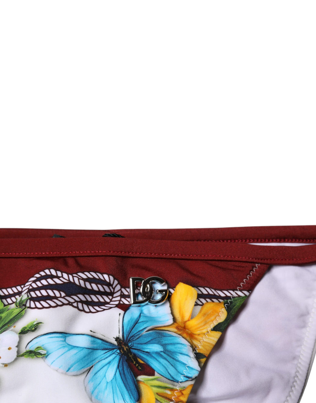 White Floral Print Swimsuit Bikini Bottom Swimwear