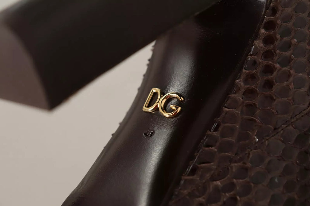 Brown Exotic Leather Heels High Boots Shoes