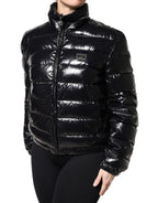 Black Logo Plaque Full Zip Puffer Jacket