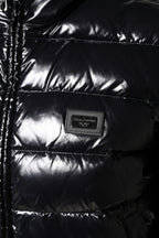 Black Logo Plaque Full Zip Puffer Jacket