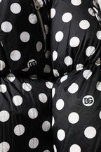 Black White Polka Dot Full Zip Puffer Jacket
