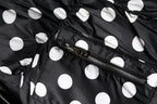 Black White Polka Dot Full Zip Puffer Jacket