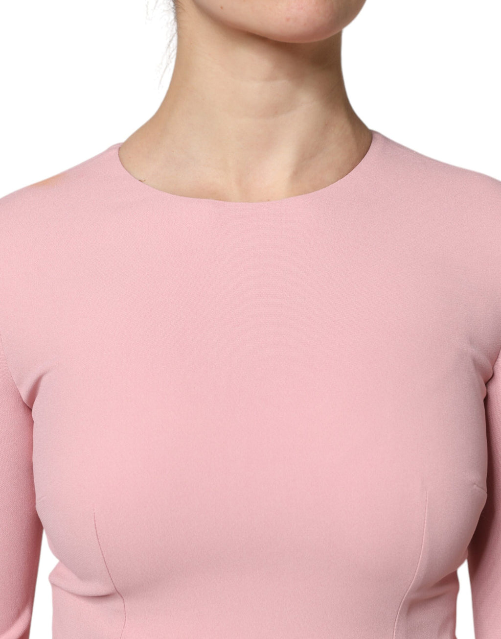 Pink A-line Flare Viscose 3/4 Sleeves Dress