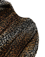 Brown Leopard Print Scarf Collared Chiffon Dress