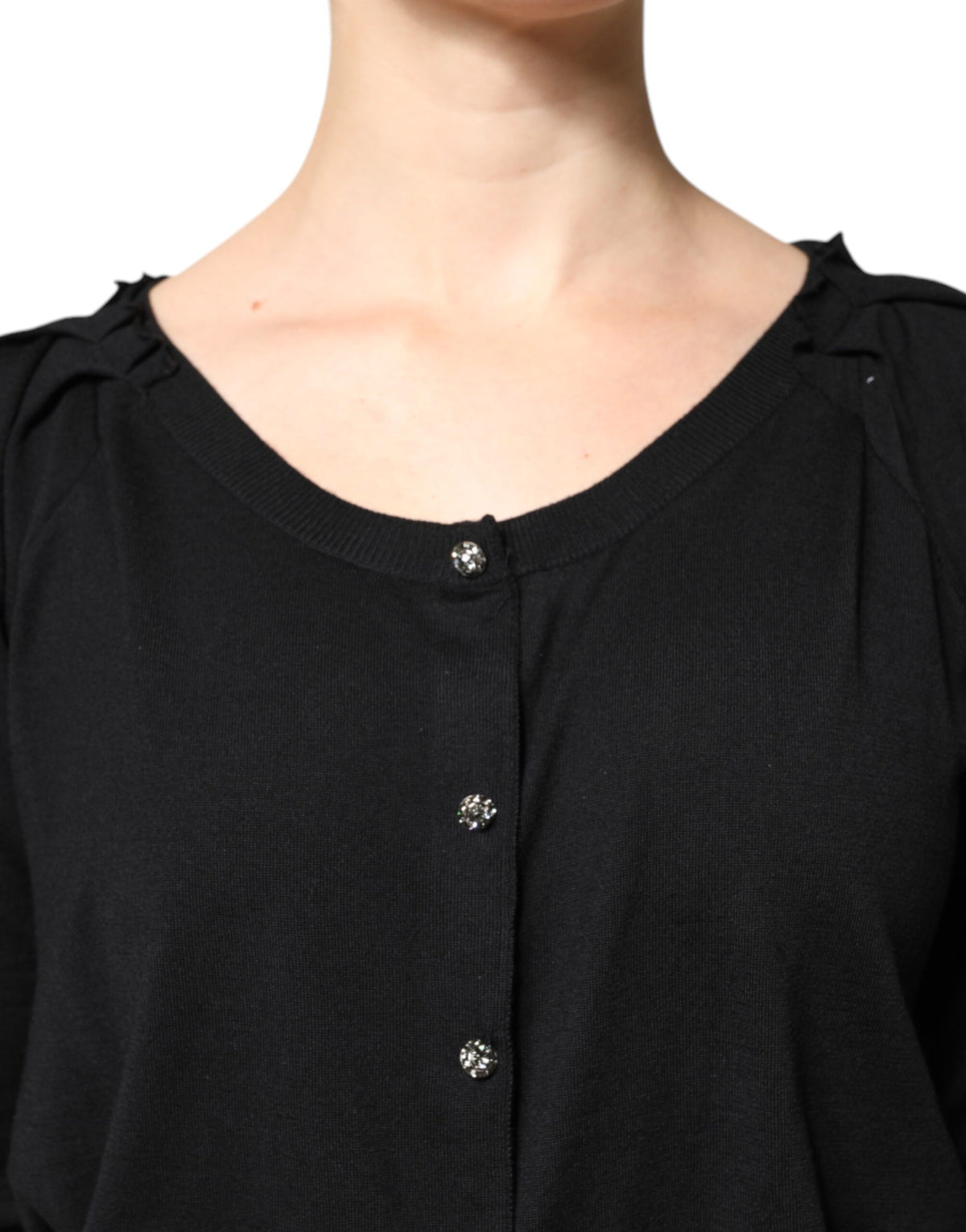 Black Button Down Short Sleeve Blouse Top