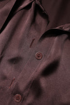 Brown Ascot Collar Long Sleeve Blouse Top