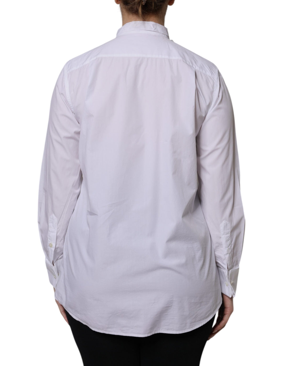 White Ascot Collar Long Sleeve Blouse Top