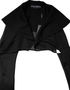Black Silk Sheer Long Sleeves Blouse Top