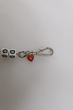 Silver Tone Brass Bead Dice Logo Embellish Charm Bracelet