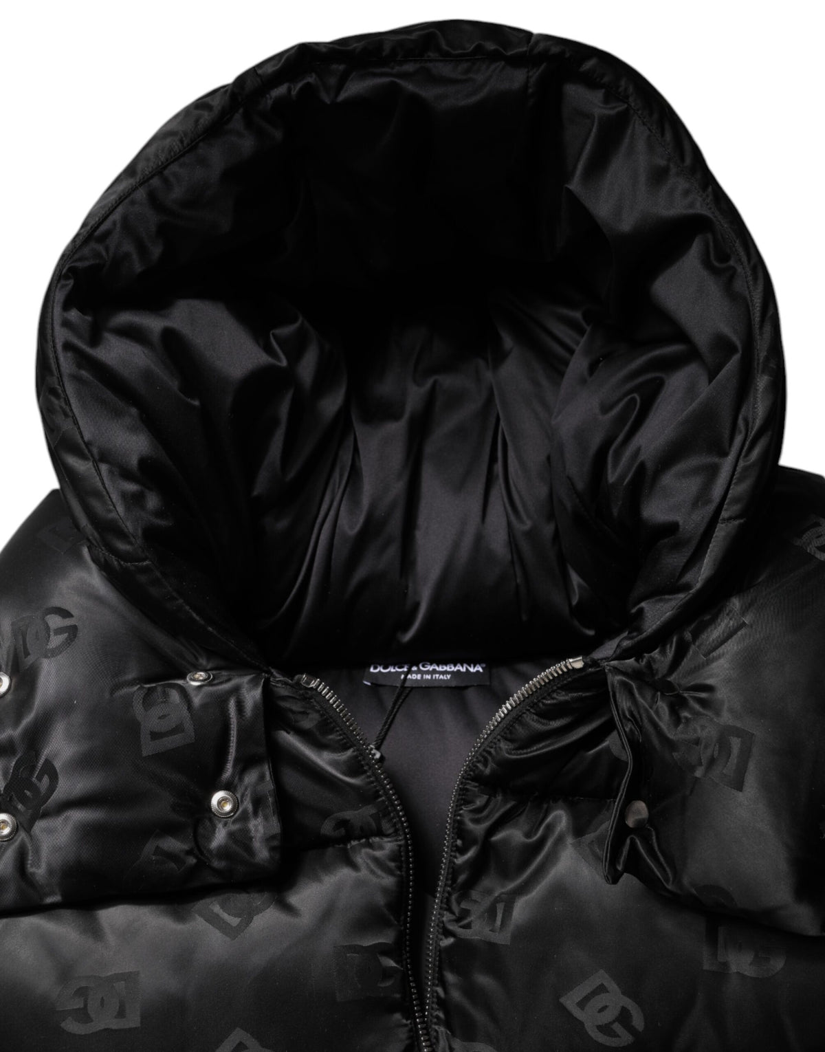 Black Padded Puffer Hooded Full Zip Cropped Jacket