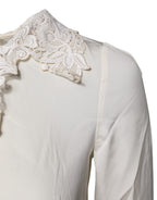 Cream Floral Lace Long Sleeves Blouse Top