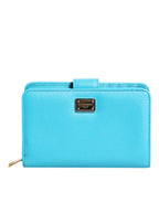 Light Blue Leather Bifold Continental Clutch Wallet