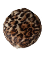 Brown Leopard Faux Fur Women Bucket Hat