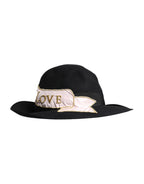 Black Logo Embroidered Women Wide Brim Hat