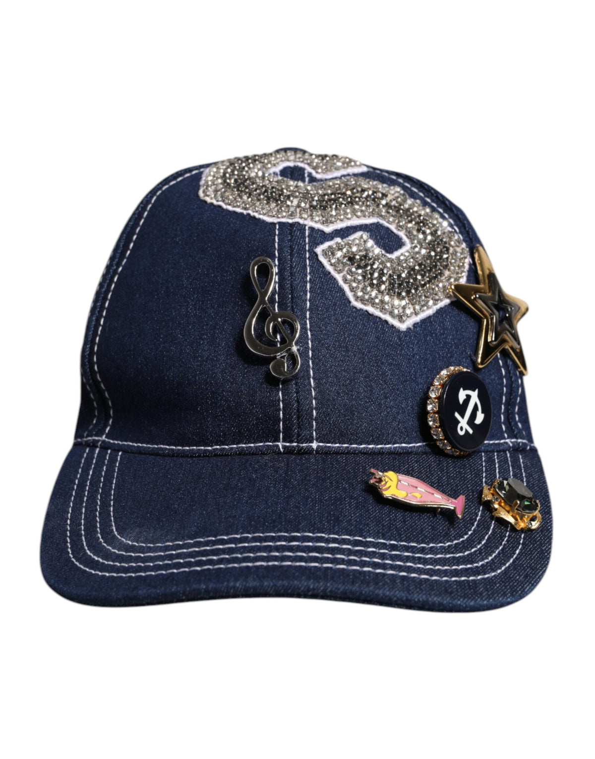 Blue Crystal Embellishment Baseball Cap